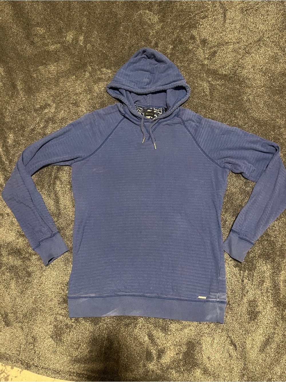 Diesel Men's Linear Ribbed Ottoman Pullover Hoodie Size L